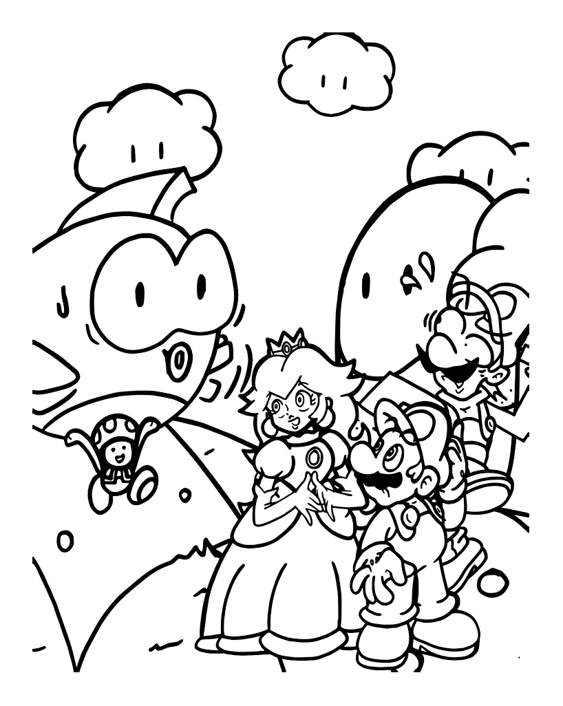 Dessin inspiré des aventures de Mario (Coloriage de Super Mario Bros. à imprimer pour enfants)
