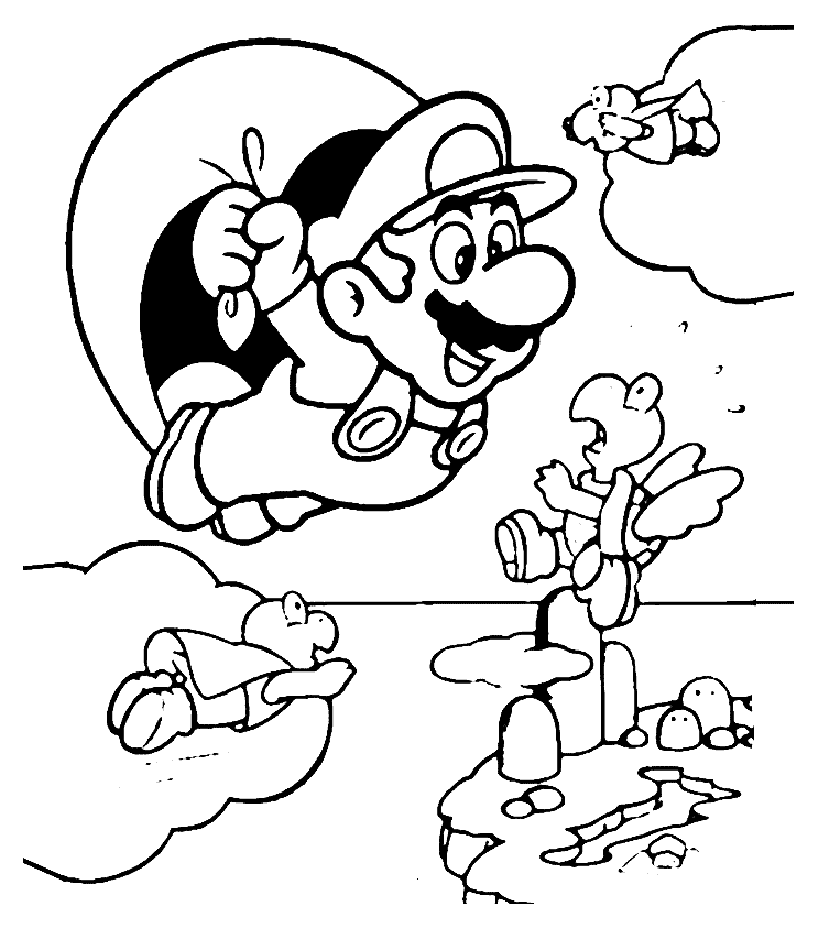 4 personnages de Mario : les frères plombier, le champignon Toad, et la princesse Peach