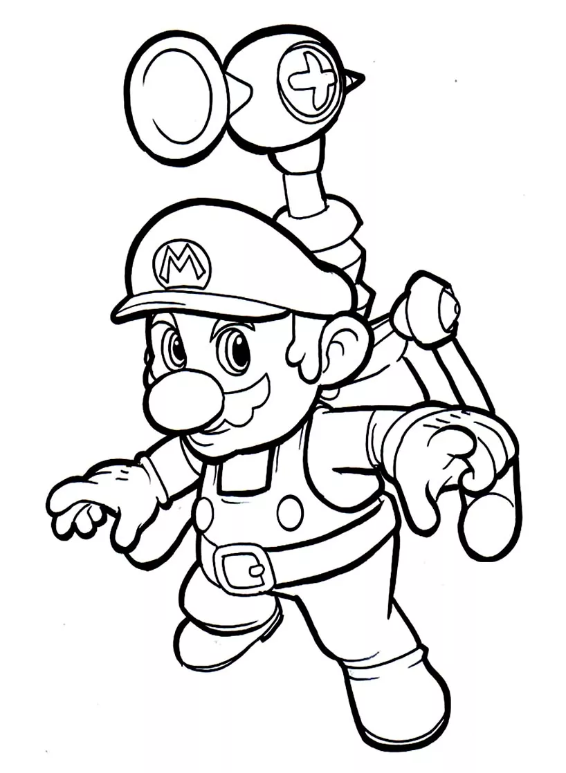 Coloriage de Mario bros pour enfants (Super Mario Bros.)