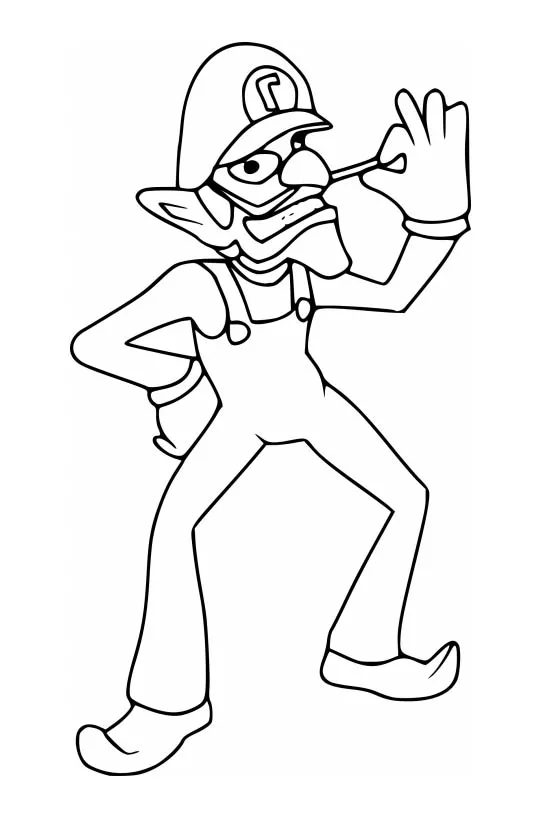 Waluigi (Coloriage de Super Mario Bros. à imprimer pour enfants)