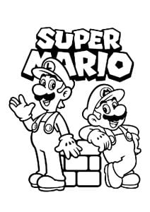 Coloriage simple pour enfants sur le thème Super Mario Bros. (Coloriage de Super Mario Bros.)