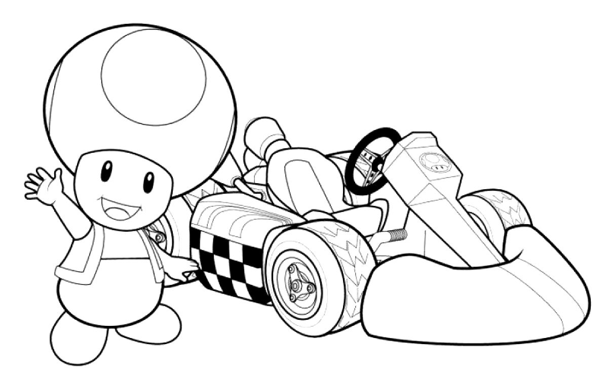 Le gentil Champignon Toad devant son Kart de compétition !