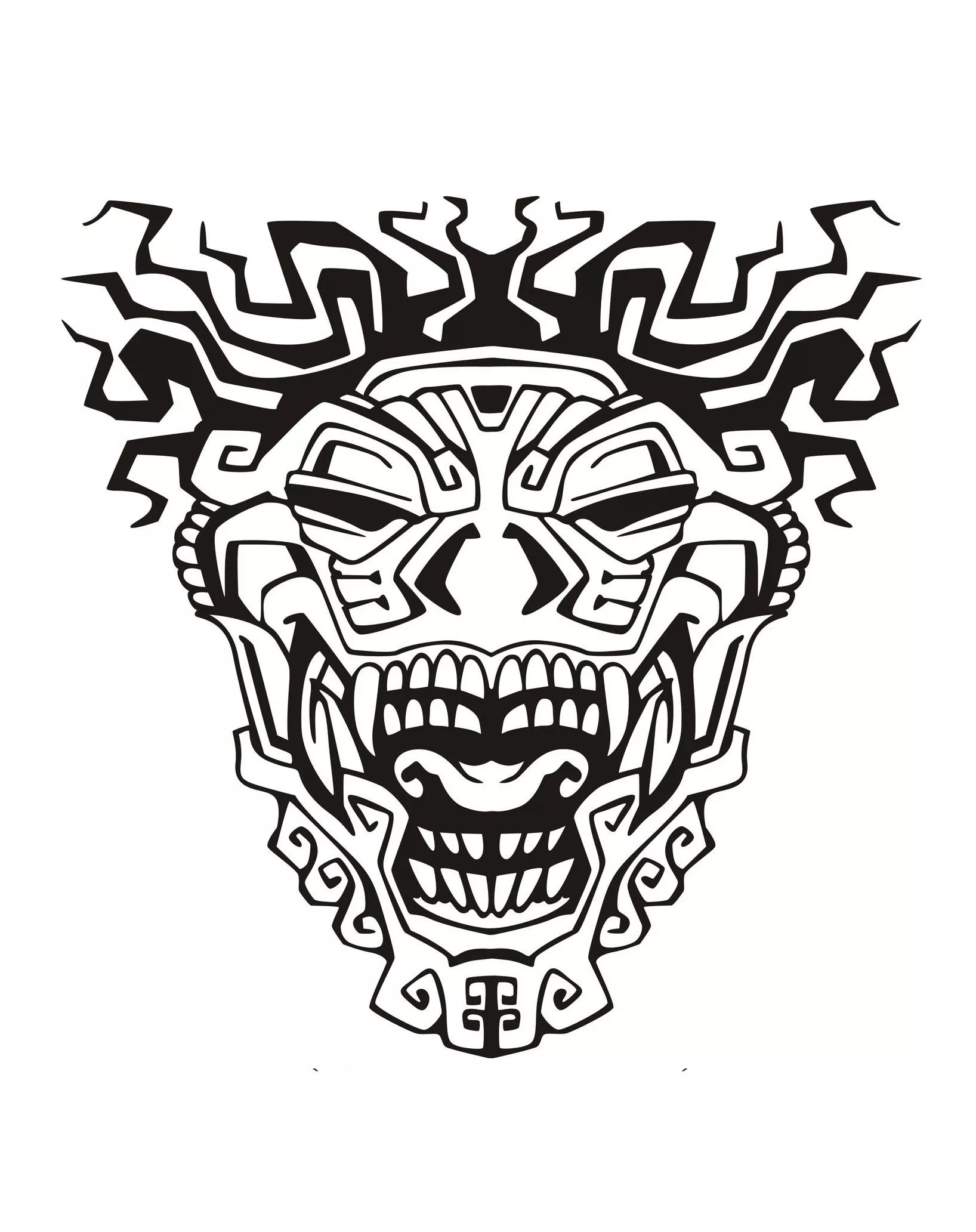 Masque Inca / Maya - 9 (Coloriage à imprimer pour enfants)