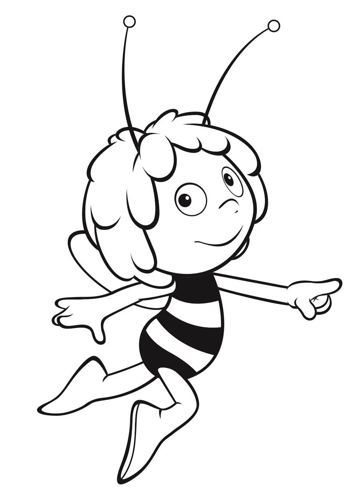 L'élégante Maya l'abeille (Coloriage de Maya l’abeille à imprimer pour enfants)