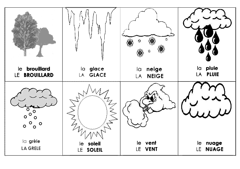 Les différents Types de temps à colorier