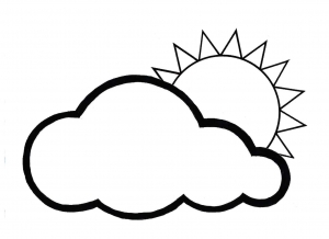 Coloriage très facile avec juste un soleil et un nuage (Coloriage de Météo)