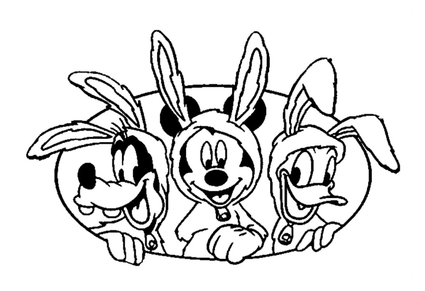Mickey, Dingo et Donald déguisés en lapin pour Pâques