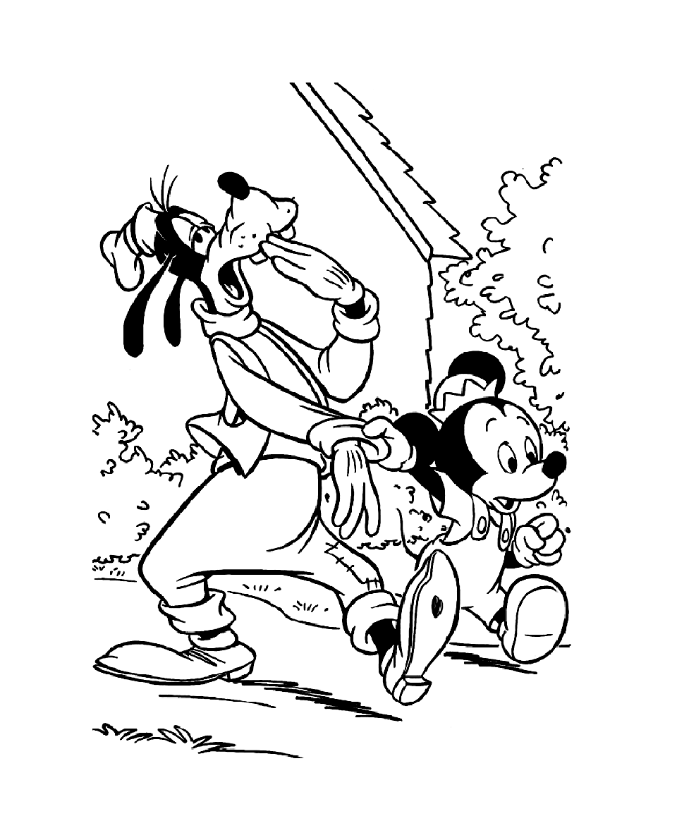 Mickey avec Dingo qui baille