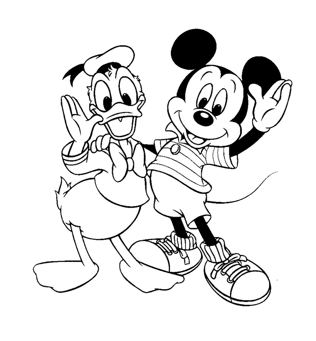 Coloriage Donald avec Mickey