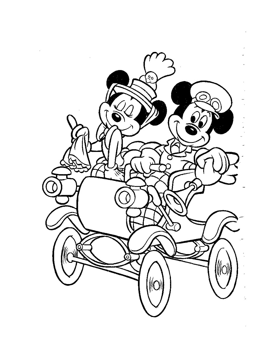 Minnie avec Mickey dans un carosse