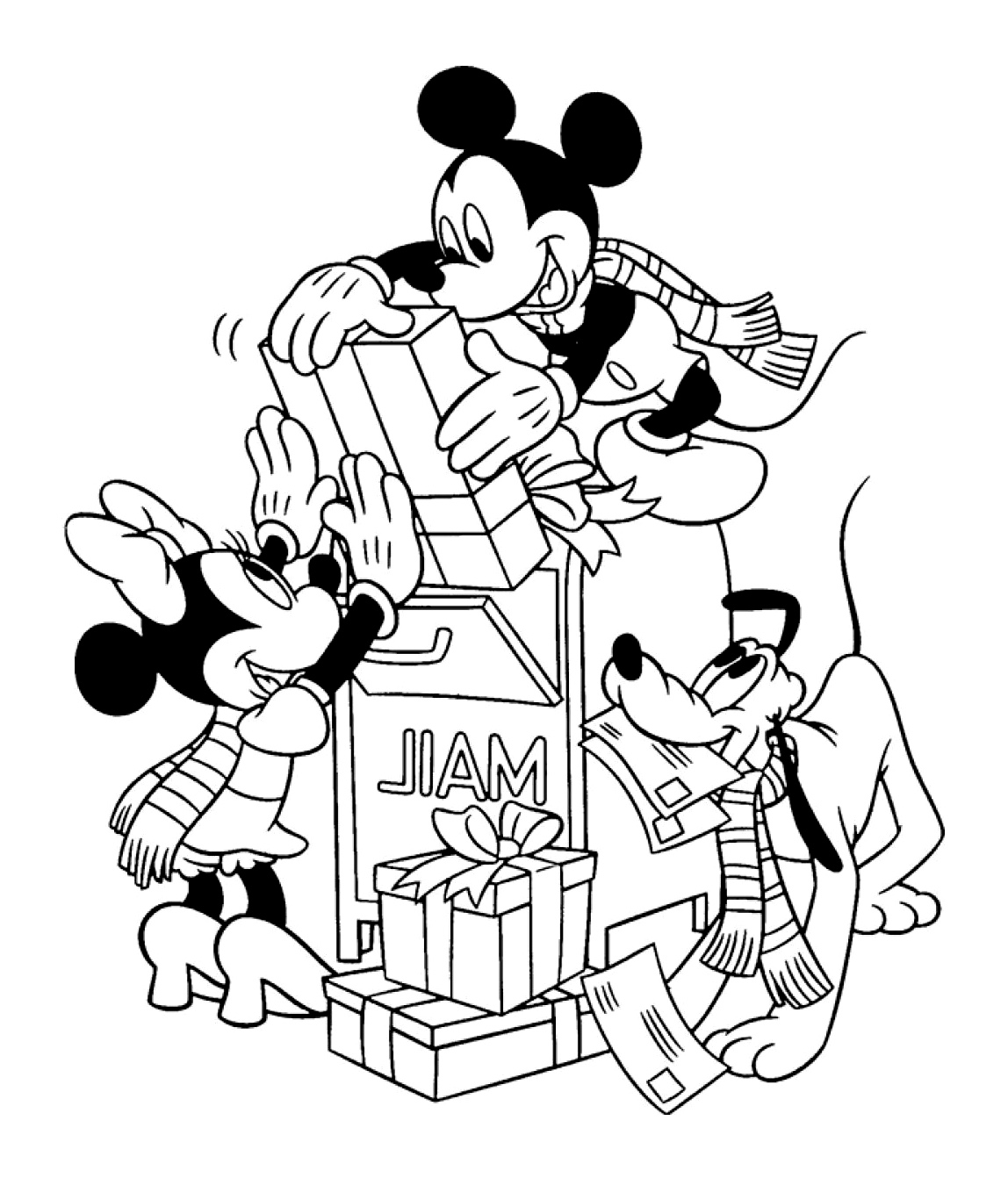 Mickey et Minnie envoient des cadeaux de Noël, avec Pluto