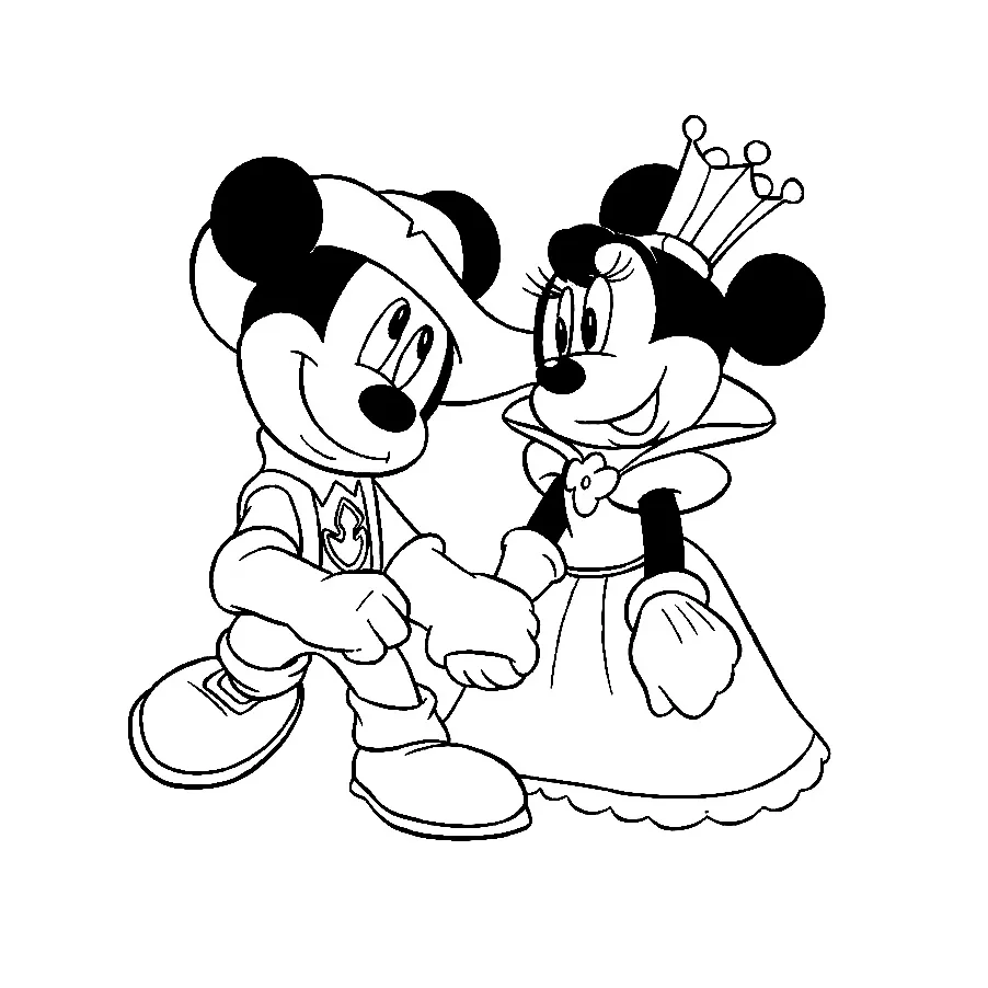 Mickey minnie prince (Coloriage de Mickey et ses amis à imprimer pour enfants)