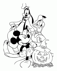 Coloriage dingo donald mickey halloween