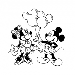 Coloriage mickey minnie 2 ballons
