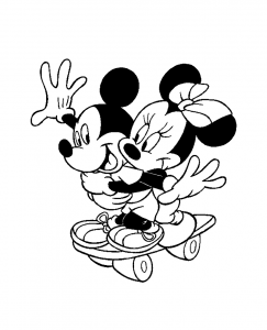 Coloriage mickey skate