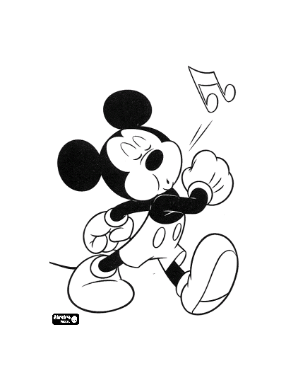 Mickey siffle (Coloriage à imprimer pour enfants)