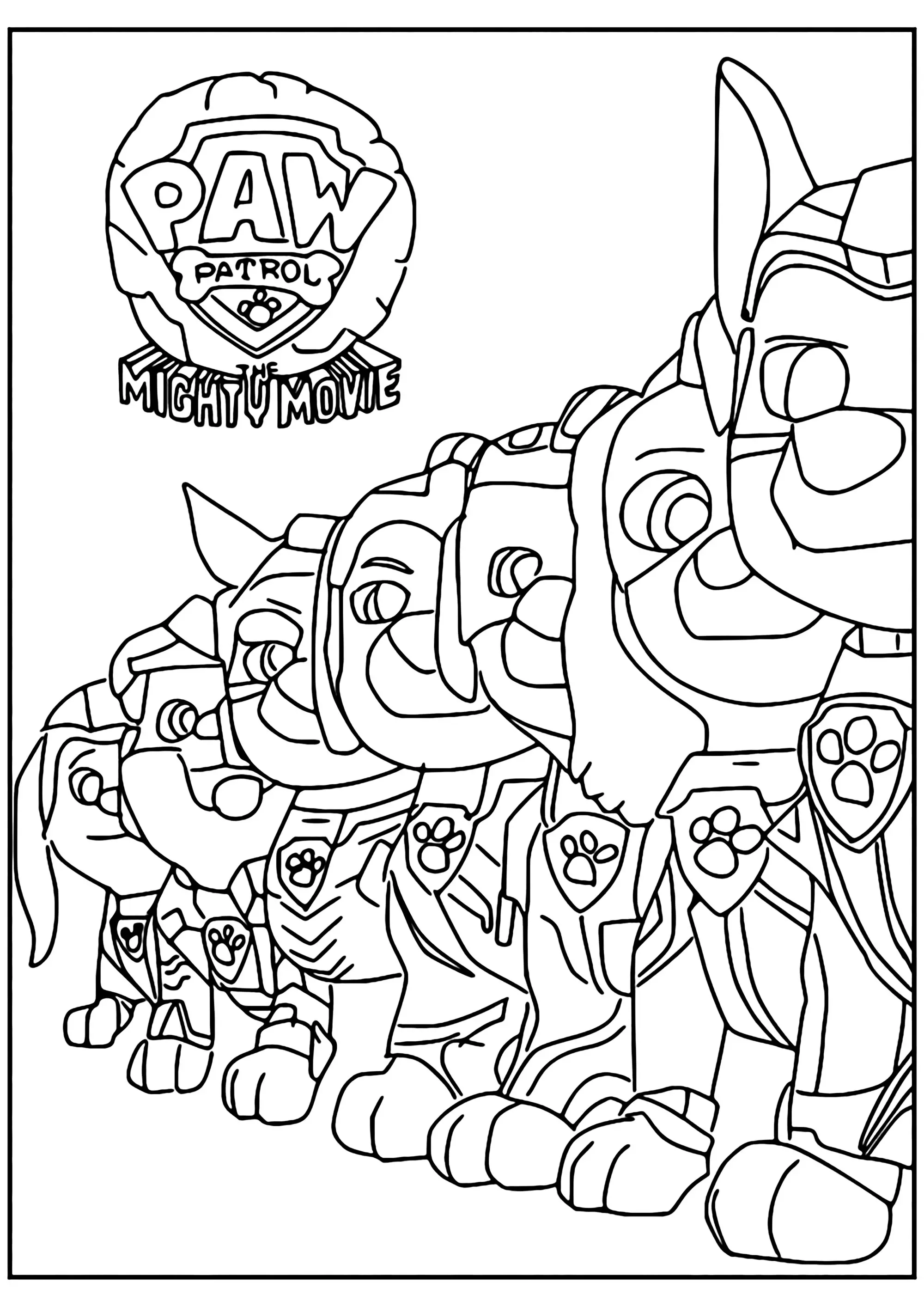 Les membres de la Super Patrouille (Coloriage de La Pat’ Patrouille : Super Chiots à imprimer pour enfants)