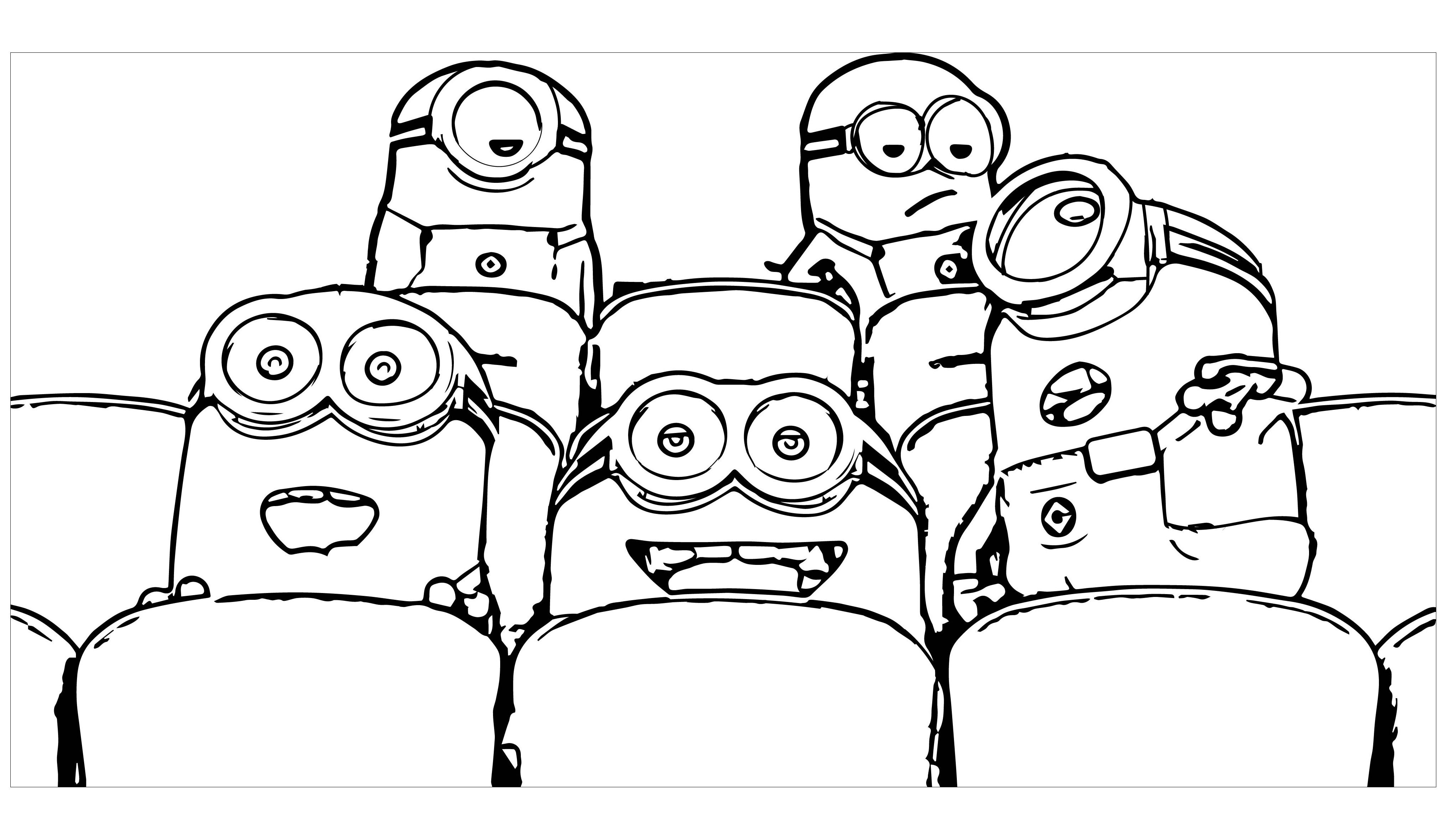 Cute-Minion-Cinema-Page - Coloriages de Minions faciles à imprimer pour
