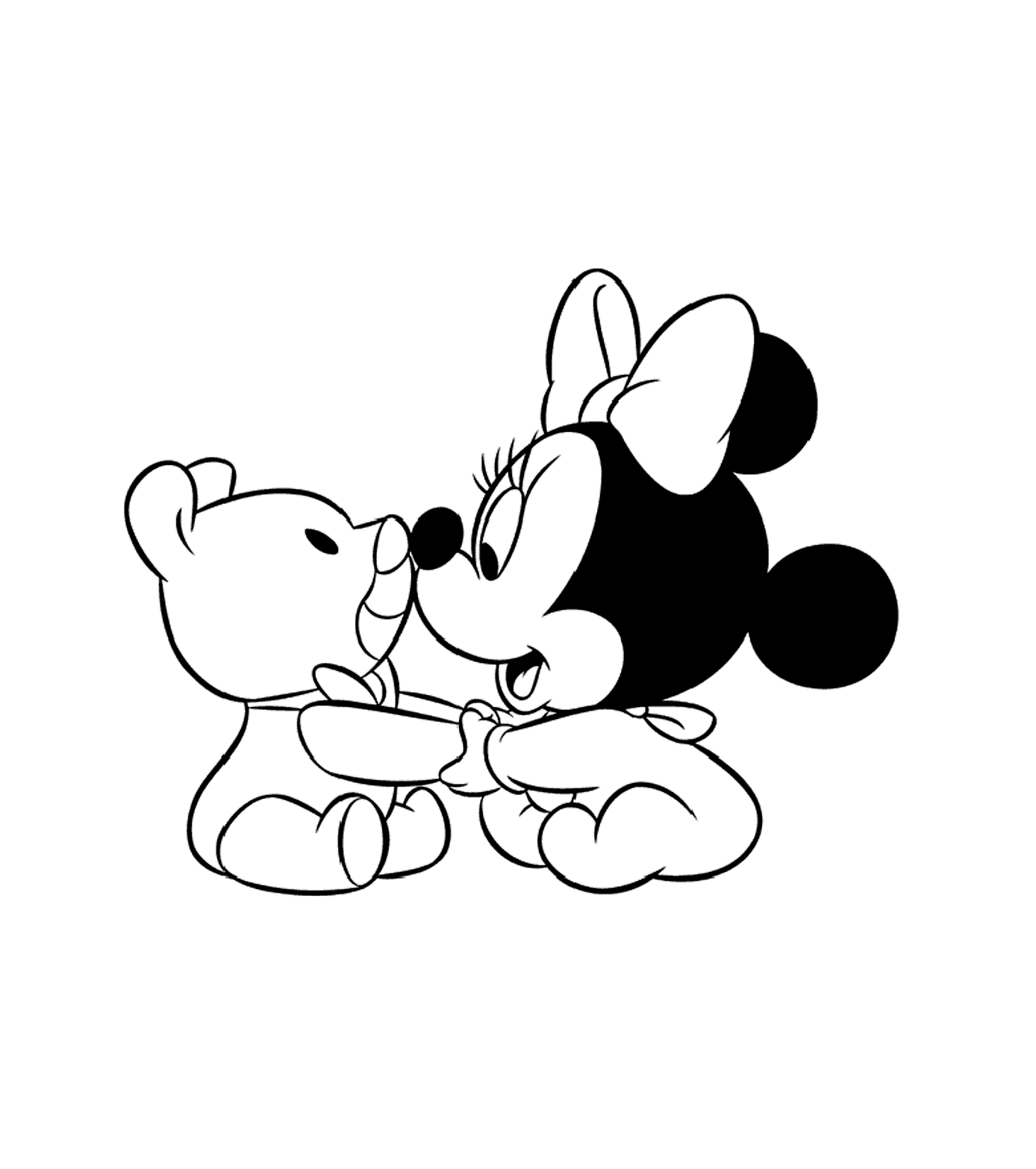 Coloriage de : Bébé Minnie et son doudou Coloriage de à imprimer pour enfants : Bébé Minnie et son doudou