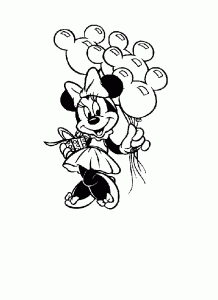 Coloriage de Minnie avec des ballons