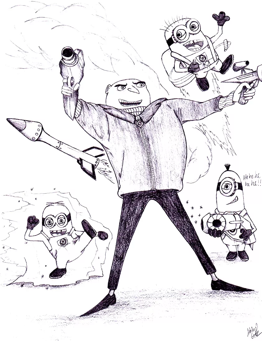 Coloriage de Moi moche et méchant à imprimer pour enfants (Moi, Moche et Méchant 1, 2 et 3)