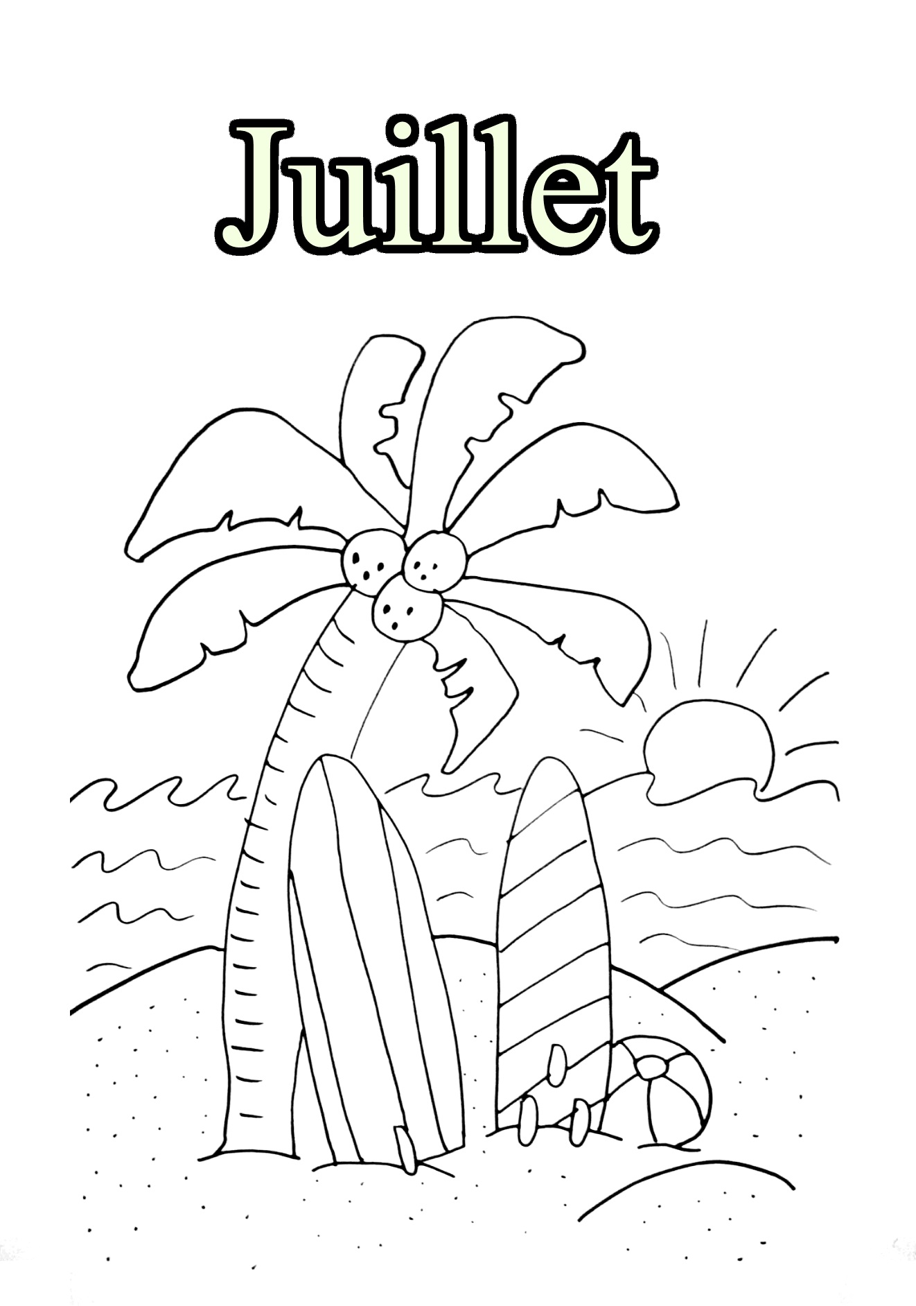 07 juillet (Coloriage de Mois de l’année à imprimer pour enfants)