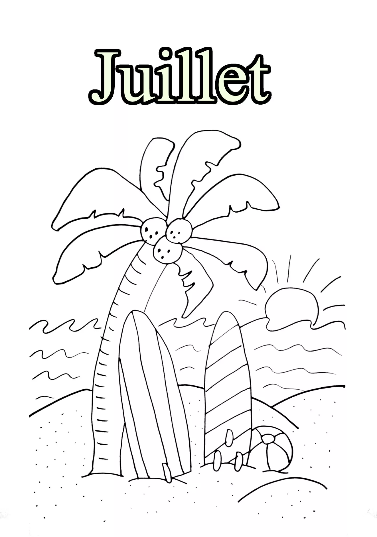 07 juillet (Coloriage de Mois de l’année à imprimer pour enfants)