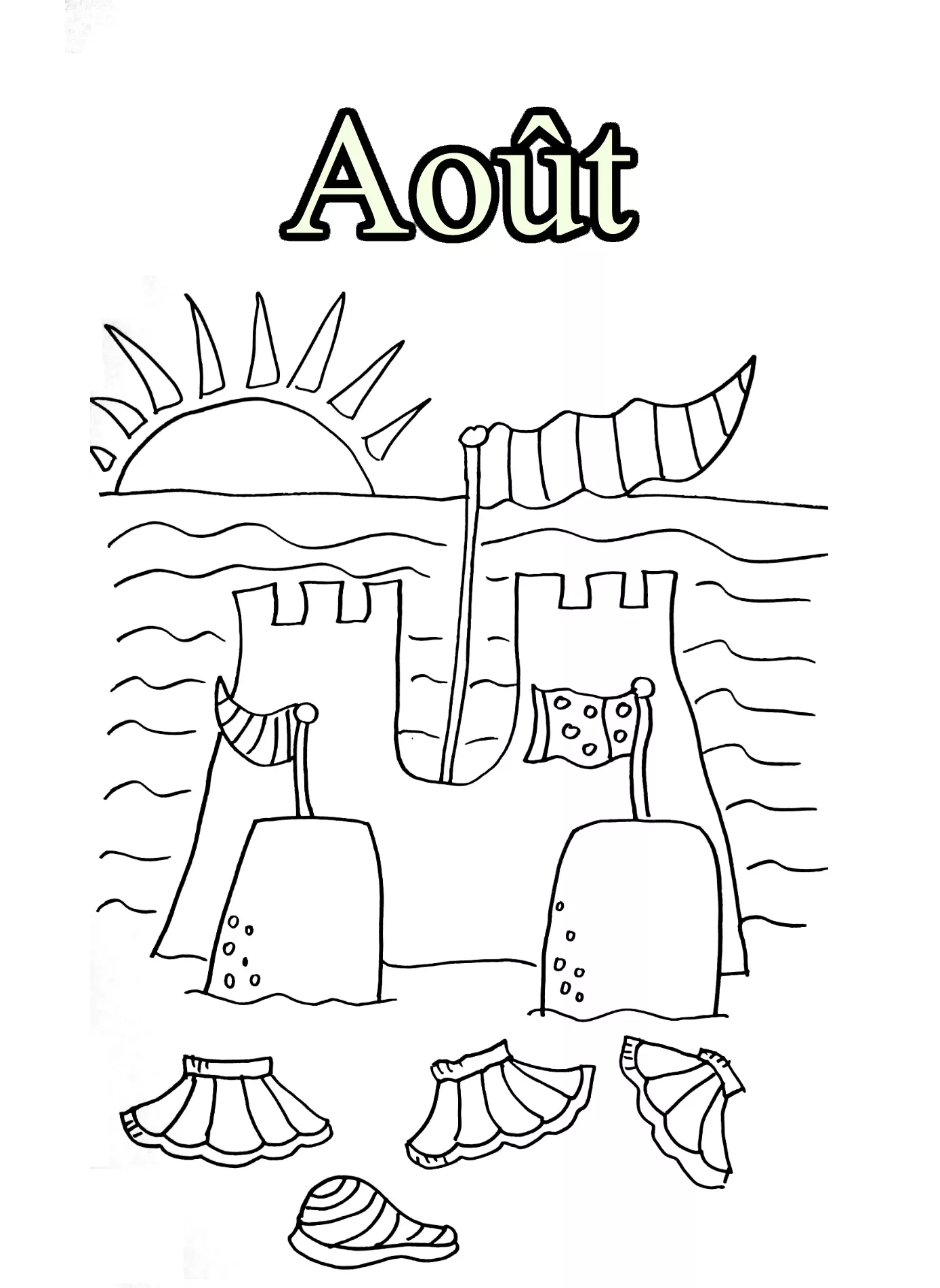 08 aout (Coloriage de Mois de l’année à imprimer pour enfants)