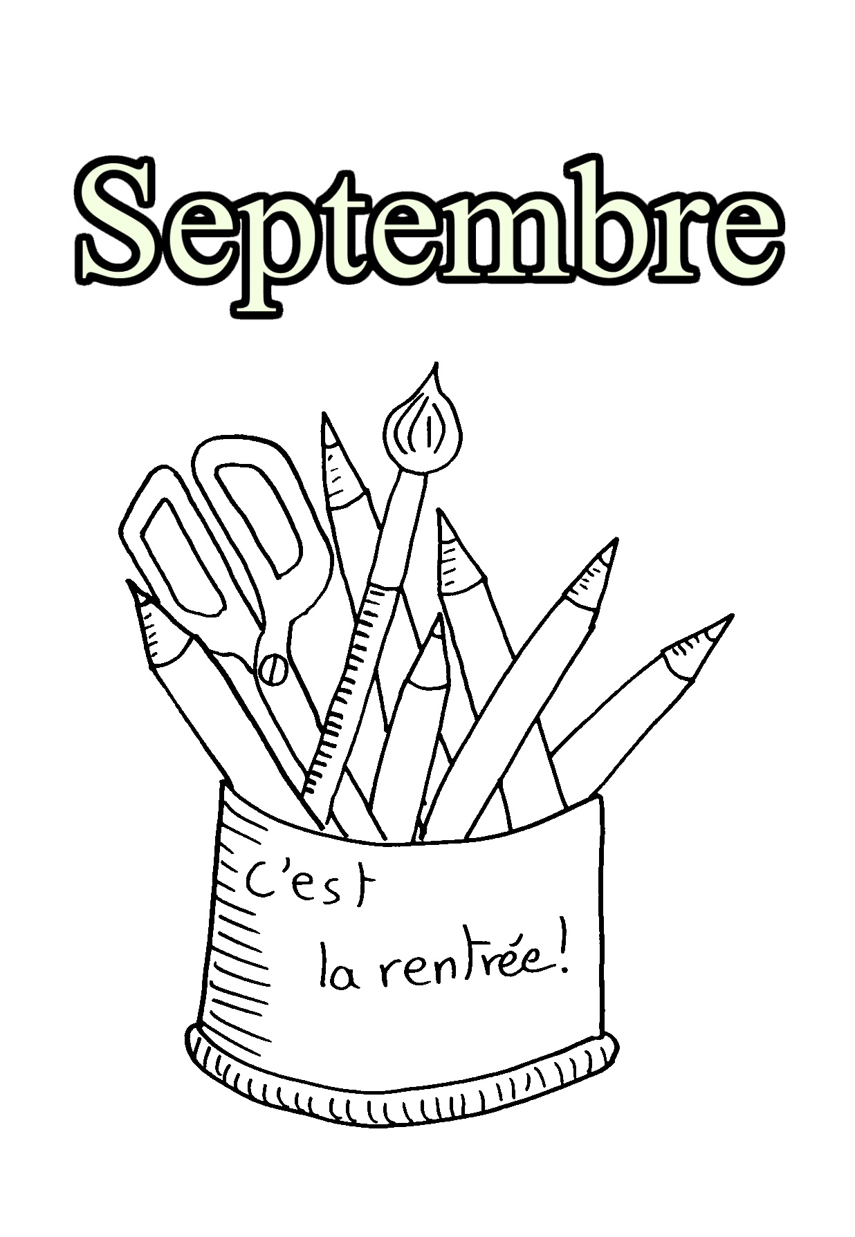 09 septembre (Coloriage de Mois de l&rsquo;année à imprimer pour enfants)