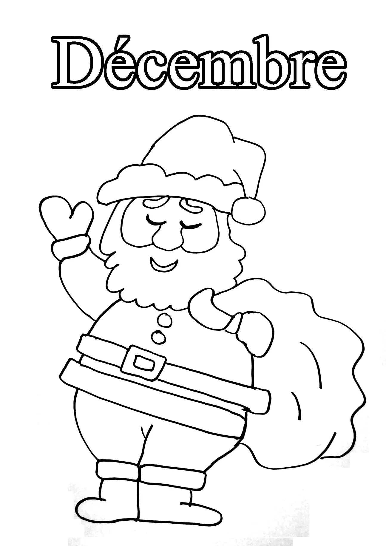 12 decembre (Coloriage de Mois de l’année à imprimer pour enfants)