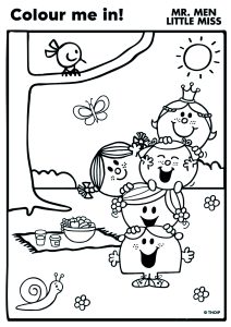 Coloriage de Monsieur Madame : dans le jardin