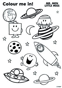 Coloriage de Monsieur Madame : dans l'espace