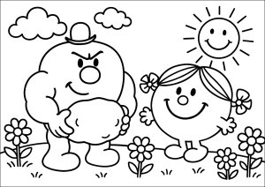 Monsieur Costaud et Madame Bonheur (Coloriage de Monsieur Madame)