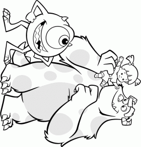 Bob, Sully et Bouh réunis (Coloriage de Monstres & Cie)