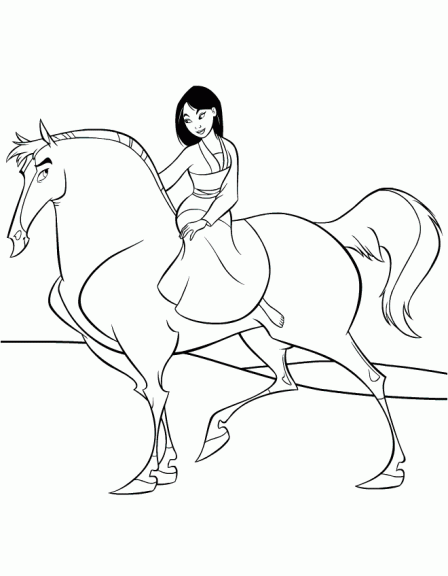 Coloriage de Mulan facile pour enfants