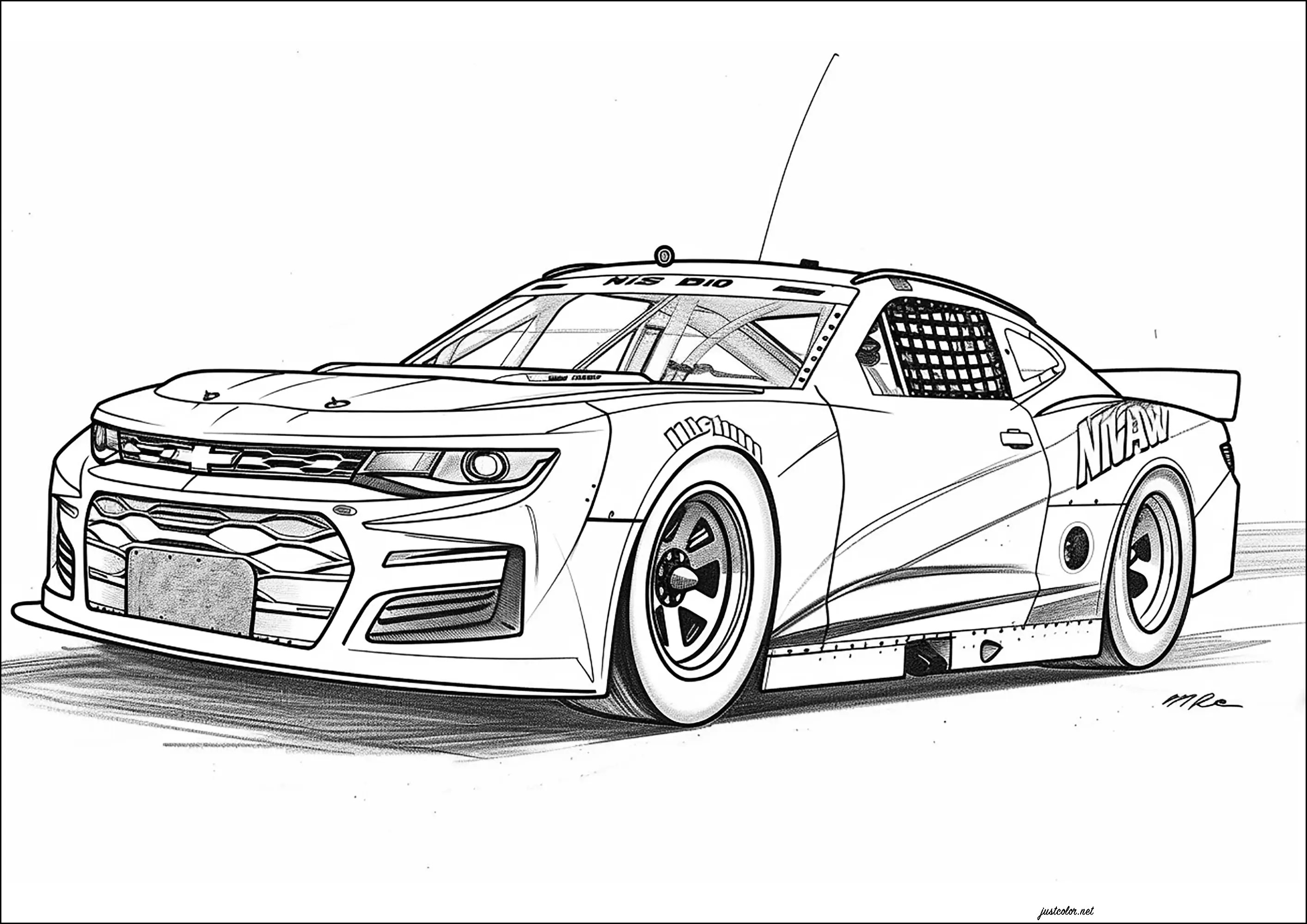 Superbe voiture Nascar (Coloriage à imprimer pour enfants)