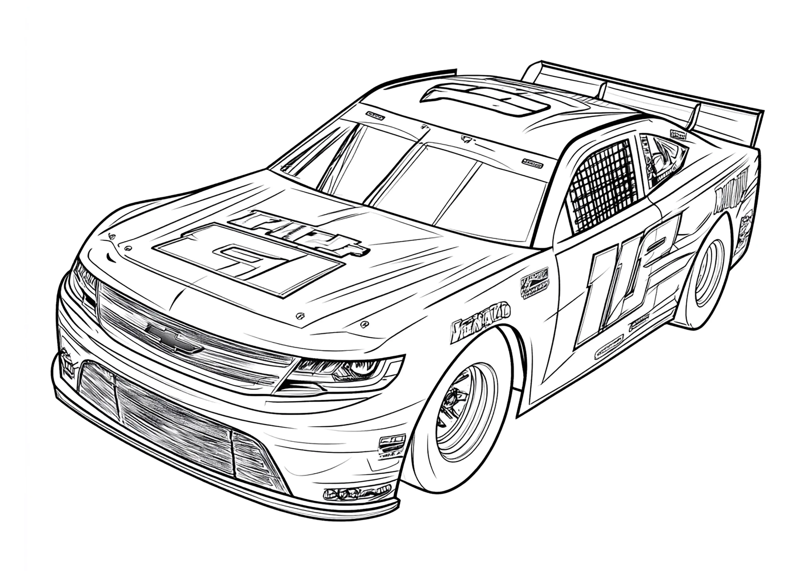 Jolie voiture Nascar (Coloriage à imprimer pour enfants)