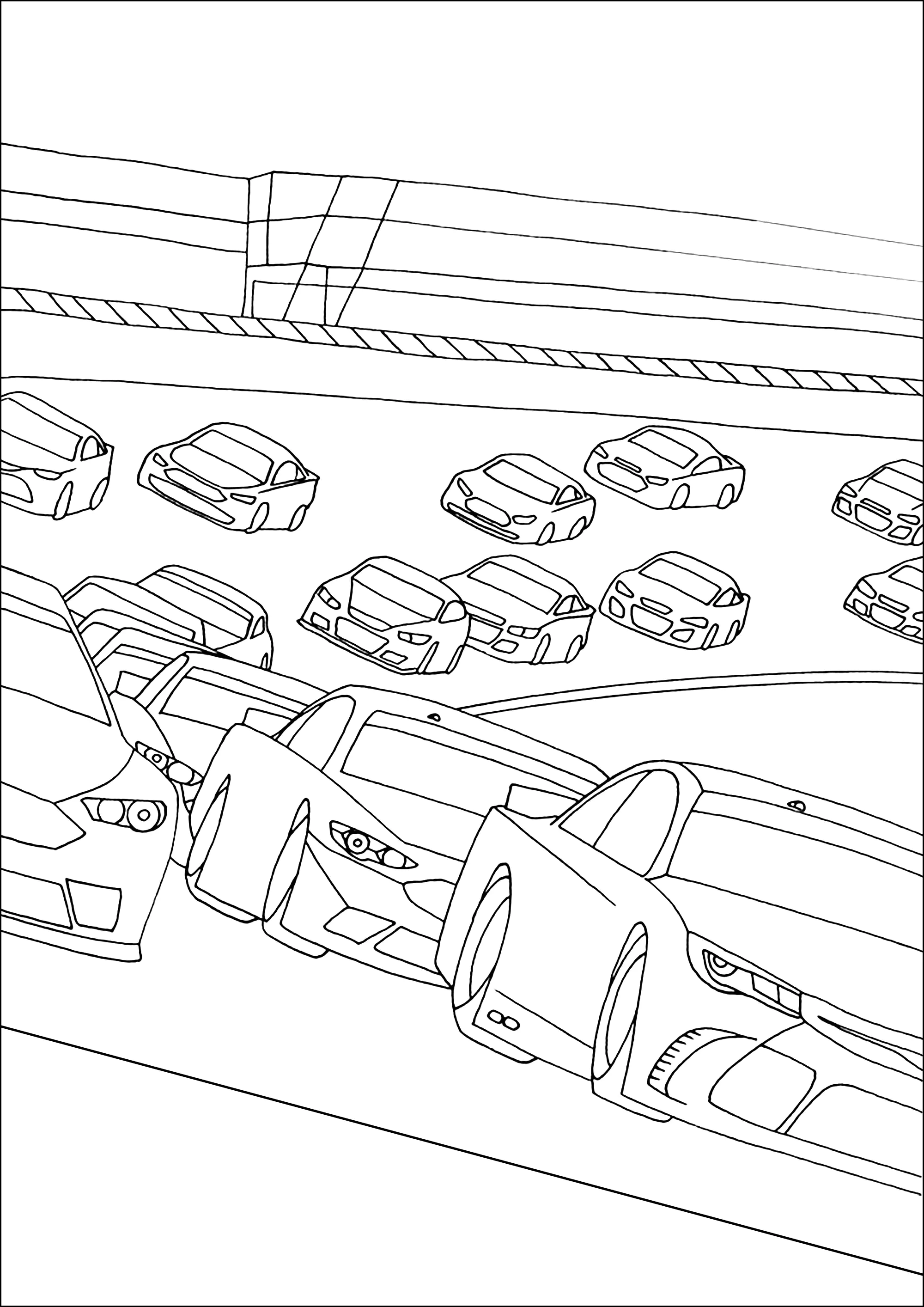 Une course Nascar à colorier
