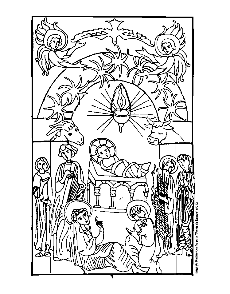 Coloriage simple d'une Crèche