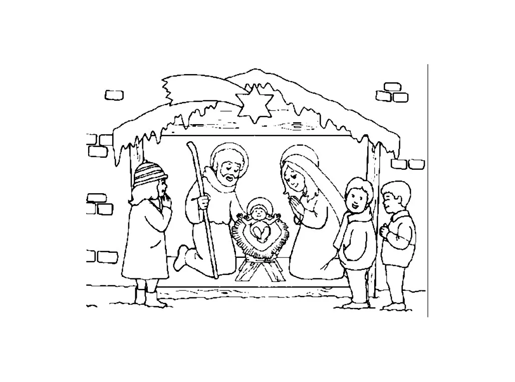Image de Crèche de Noël à imprimer et colorier