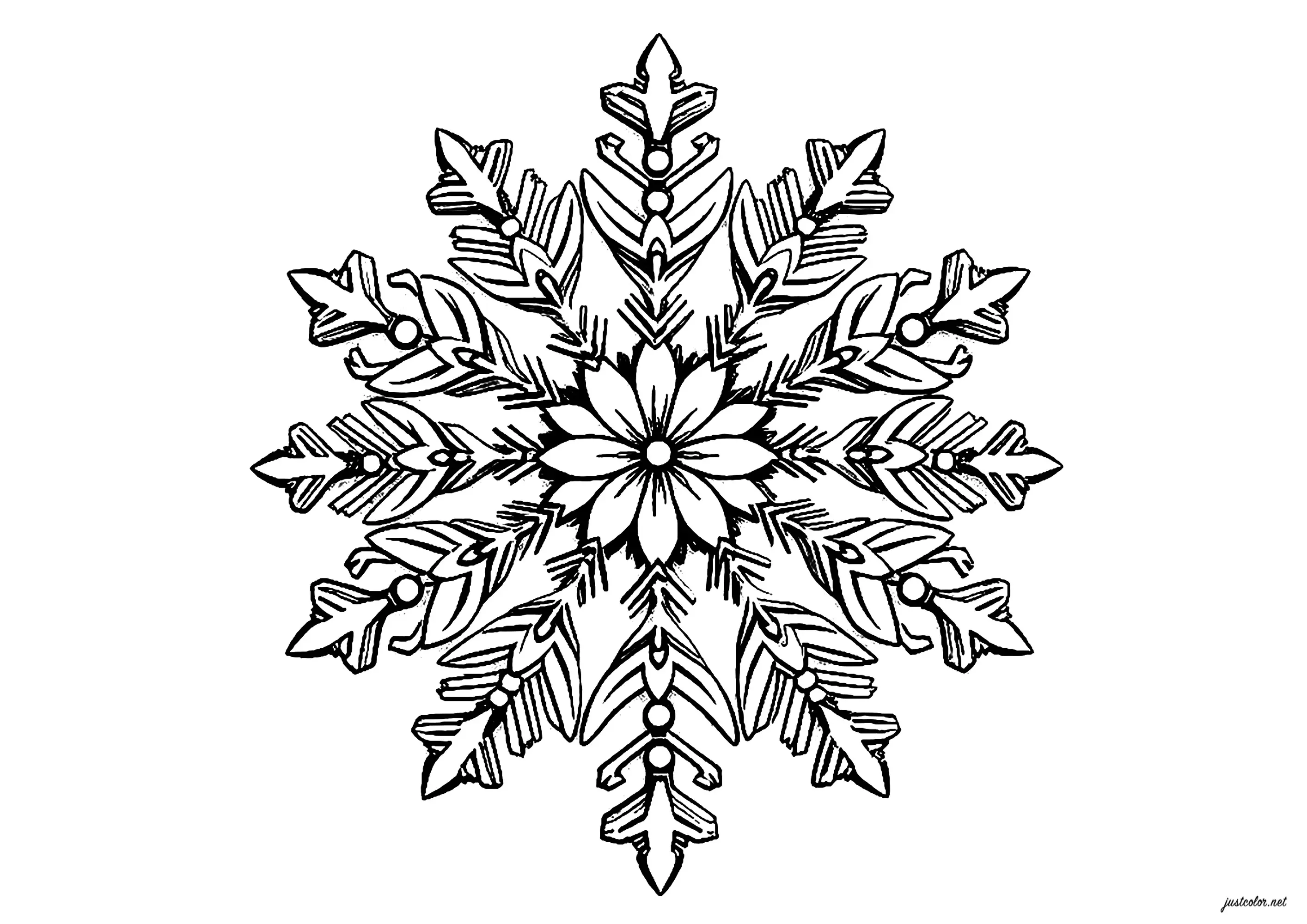 Joli flocon de neige (Coloriage de Noël à imprimer pour enfants)