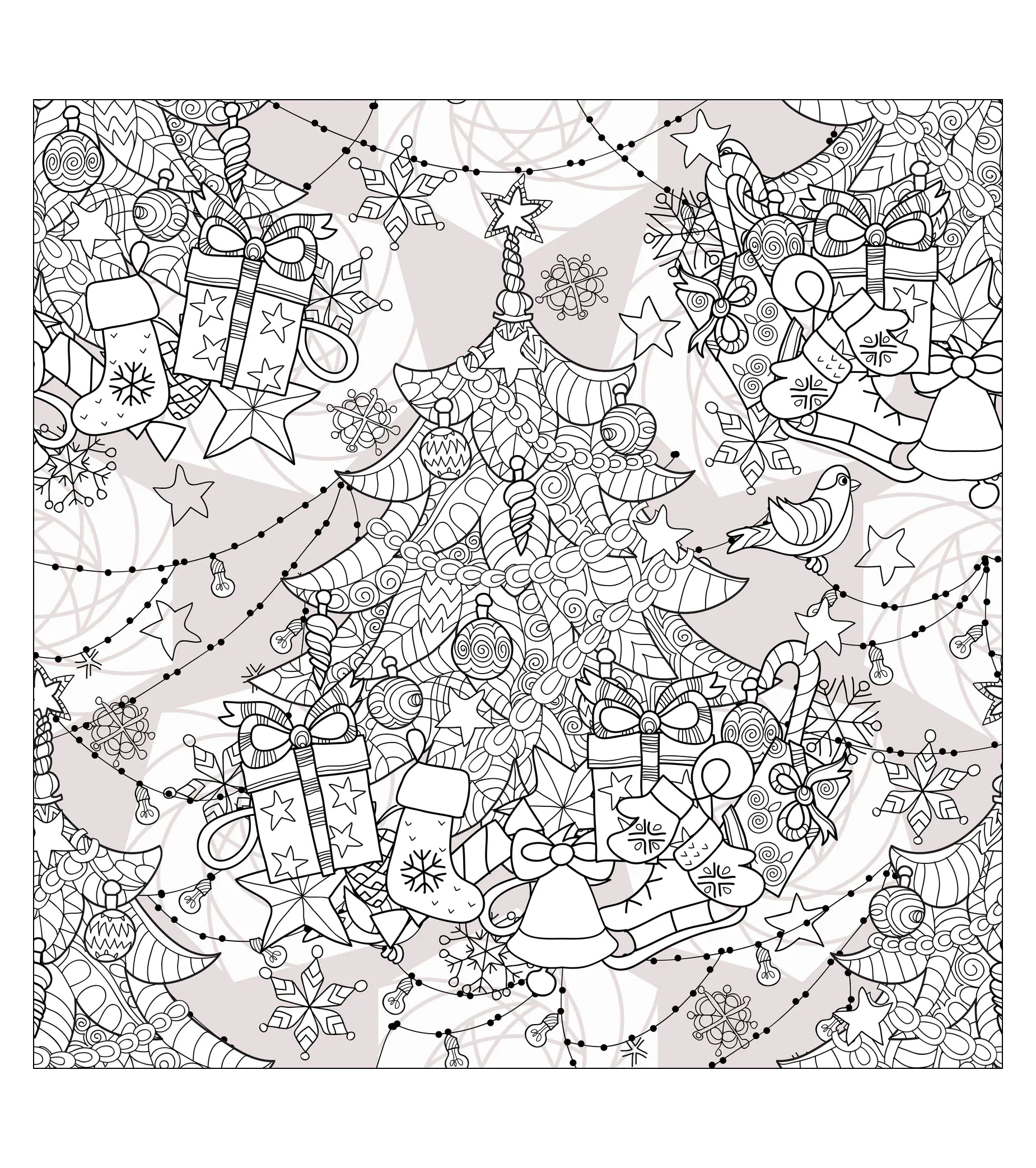 Http://www.dreamstime.com/stock-images-merry-christmas-zentangle-fir-tree-doodle-hand-drawn-vector-background-decorations-ball-star-image -61257804 (Coloriage de Noël à imprimer pour enfants)
