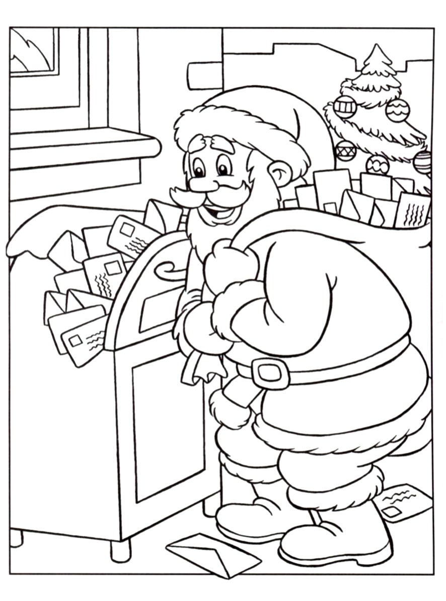 Image du Père Noël à imprimer & colorier
