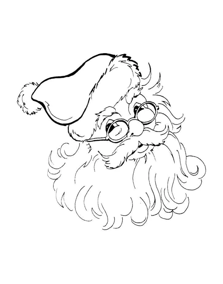 Père Noël à lunettes (Coloriage à imprimer pour enfants)