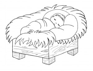 Le petit Jésus de la crèche (Coloriage de Noël)