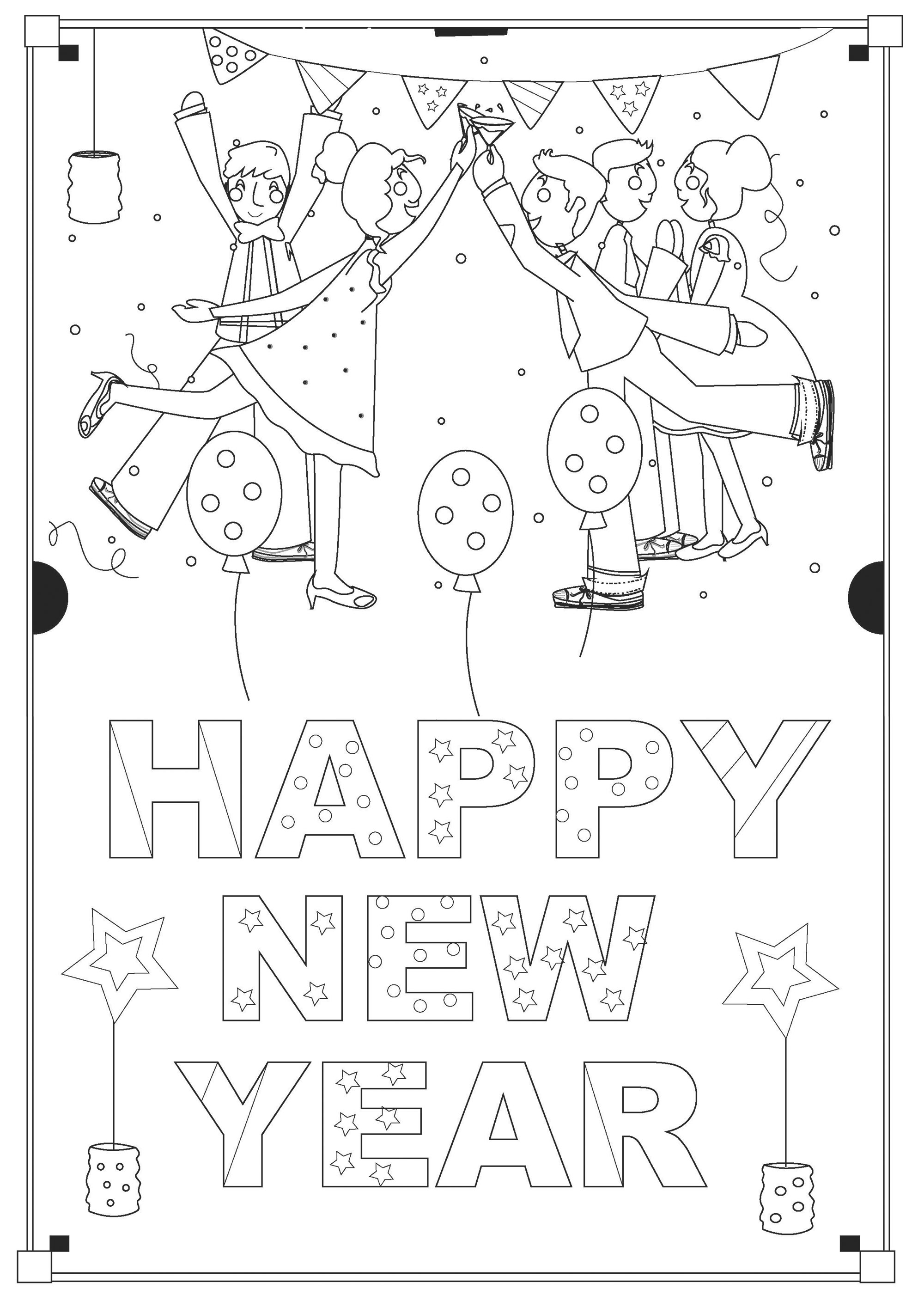 Fête de Nouvel an - Coloriages de Nouvel an / Bonne année à imprimer