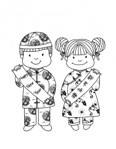 Coloriage de Nouvel an Chinois pour enfants