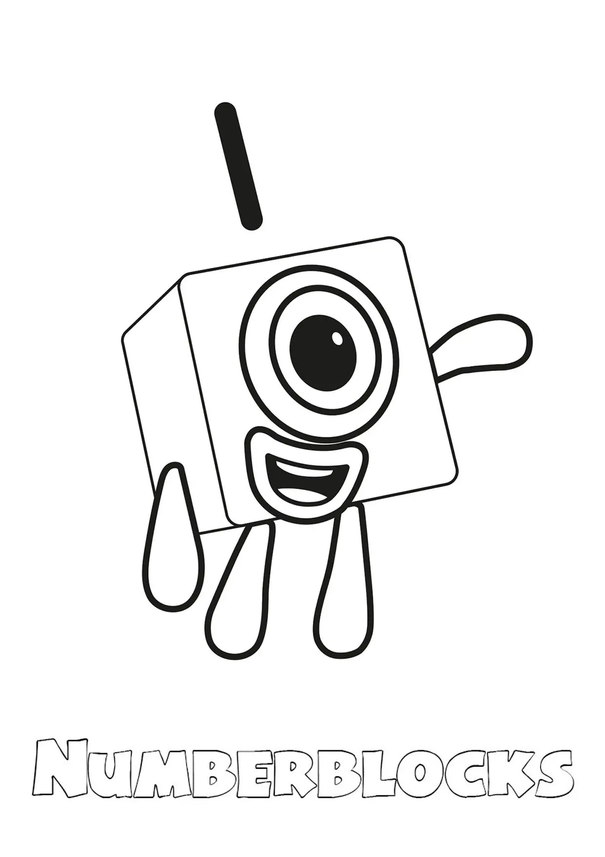 Le petit "Un" (Coloriage de Numberblocks à imprimer pour enfants)