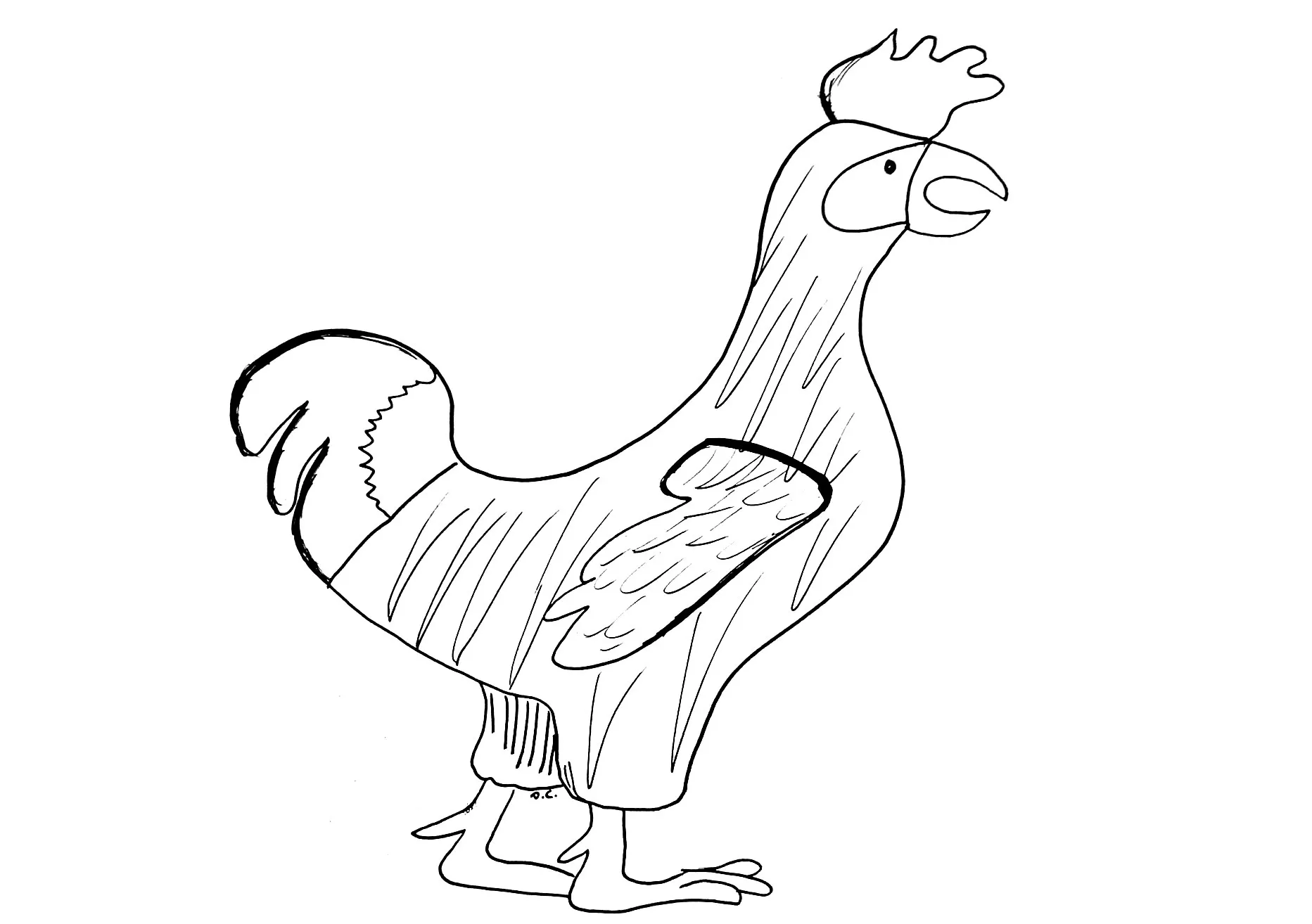 Poule (Coloriage d'Oiseaux à imprimer pour enfants)