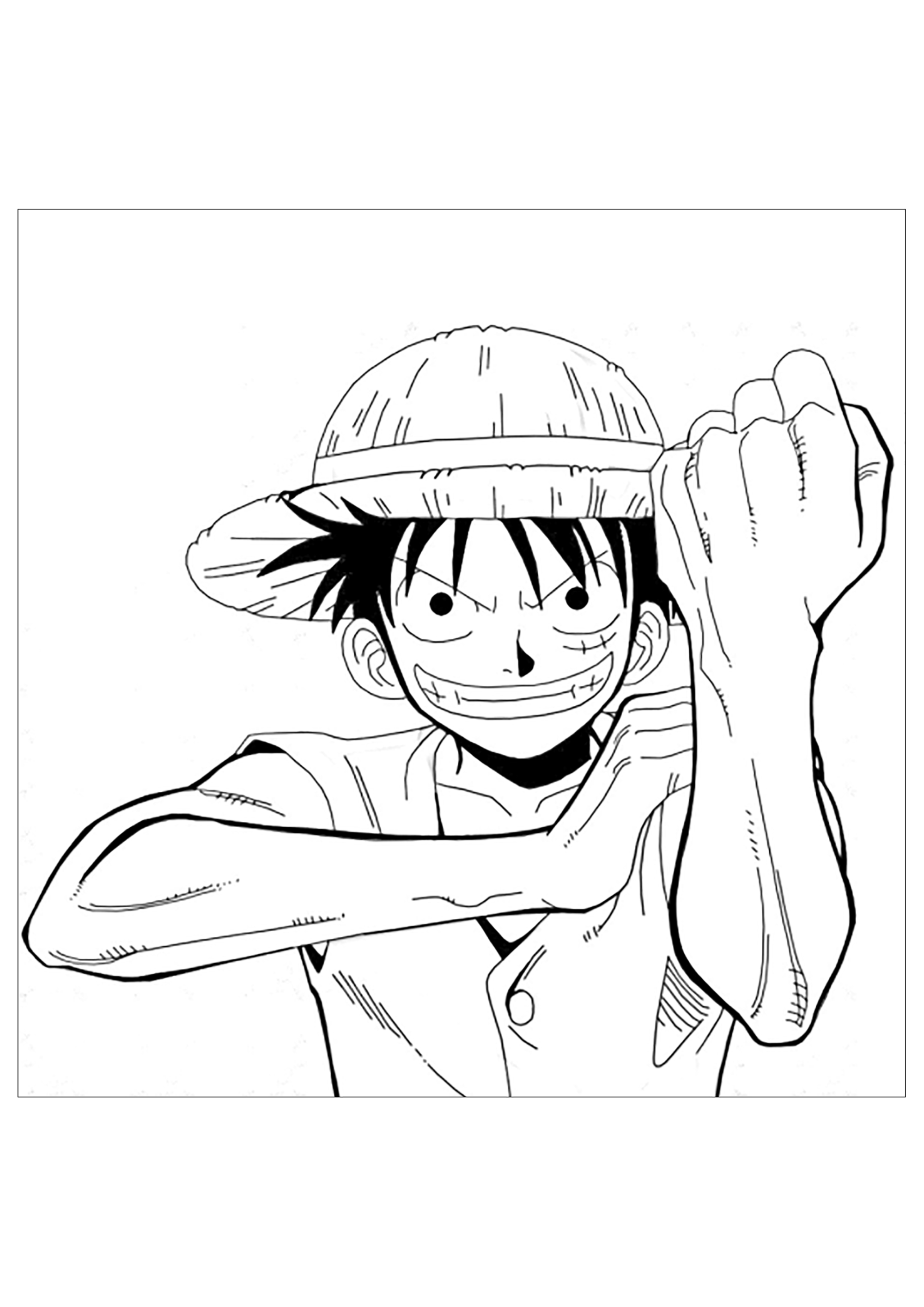Coloriage de One piece avec Monkey D. Luffy